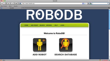 Graphical user interface of the RoboDB website.