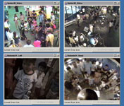 Video data from multiple camera sources: Environment, robot eye, and omnidirectional cameras. 