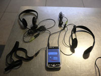 The Dell Axim C51v with two headsets